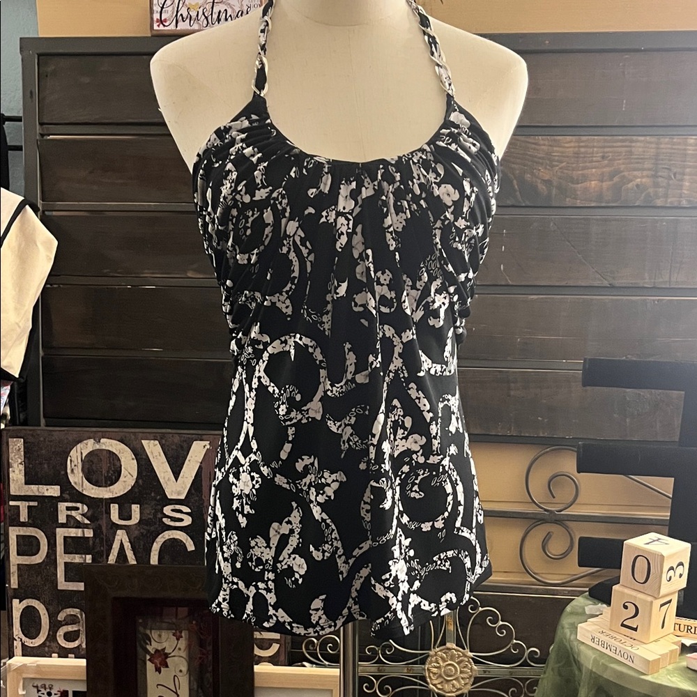 White House Black Market Elegant Black and White Camisole
